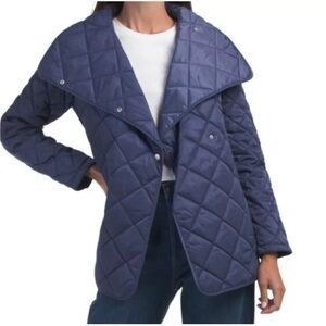 Rebecca Minkoff Women Medium Jacket Blue Quilted Belted